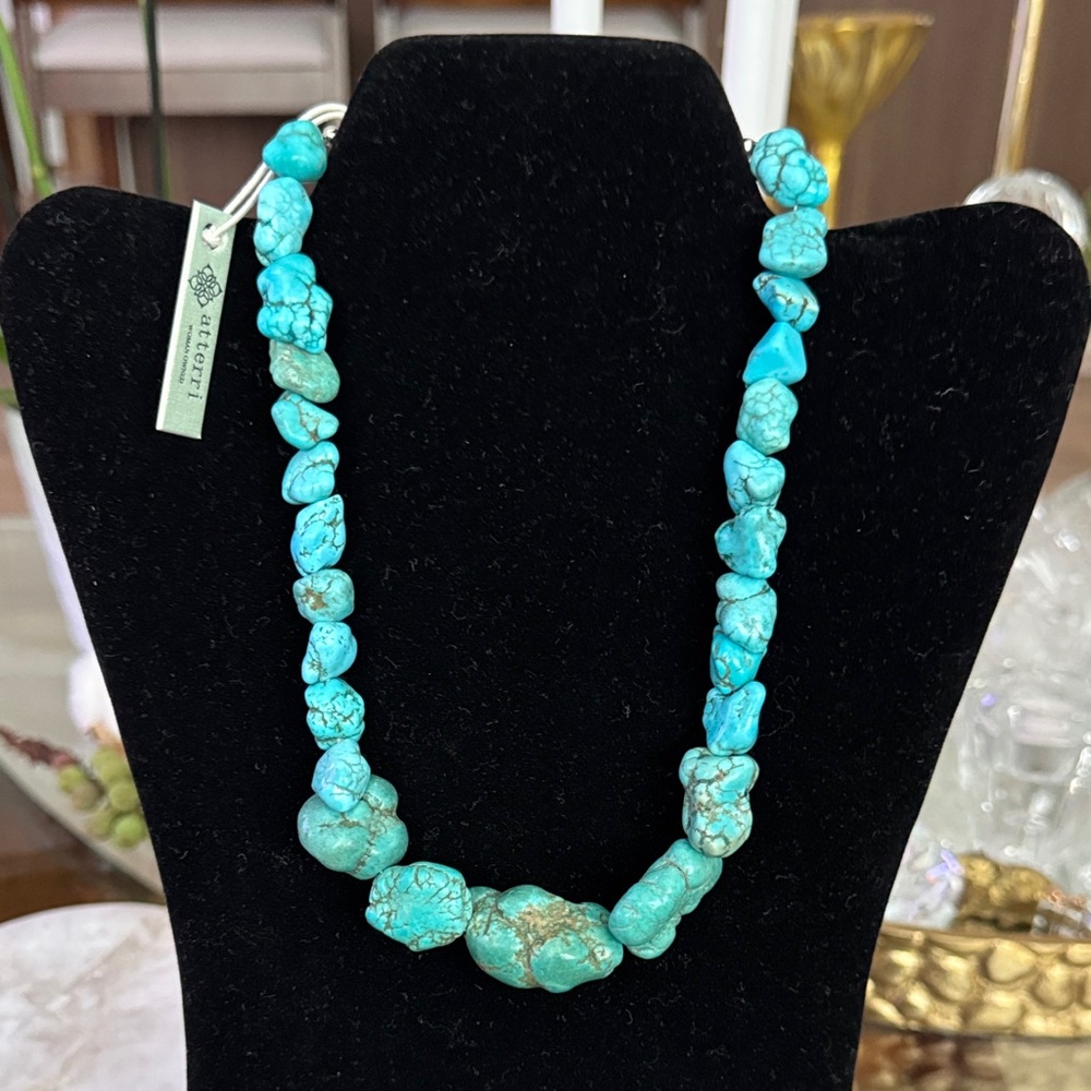 Chic Natural Turquoise Stone Beaded Necklace